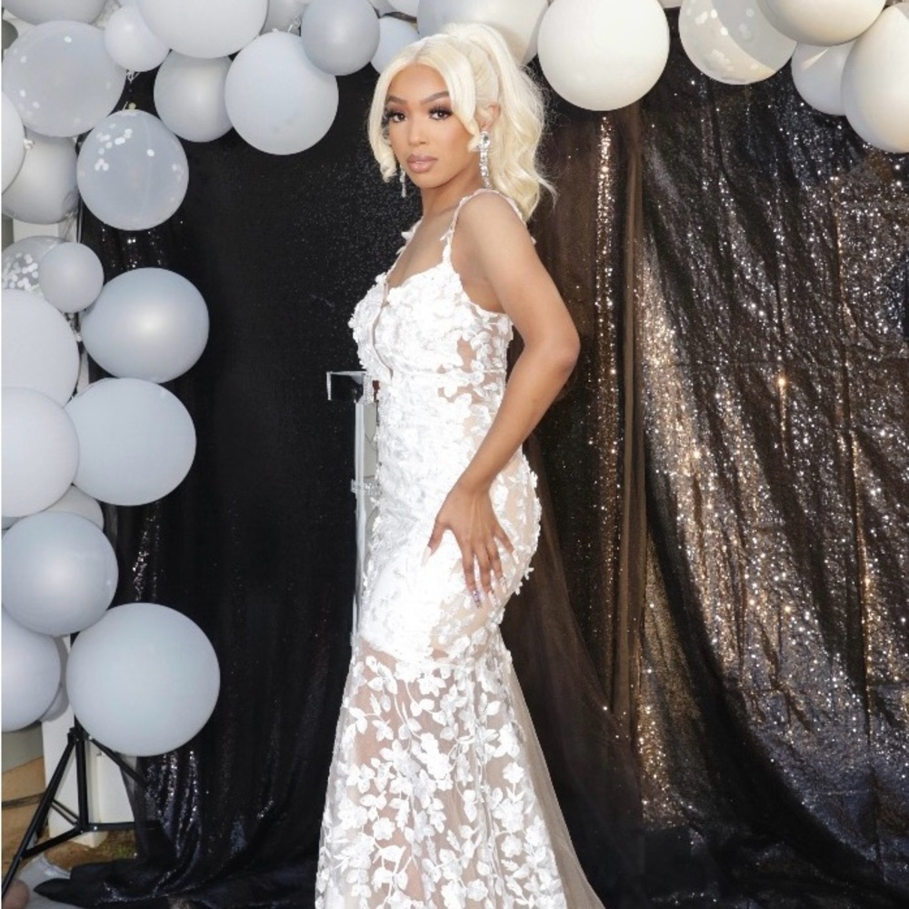 White floral prom dress. Brought from (Formals XO)